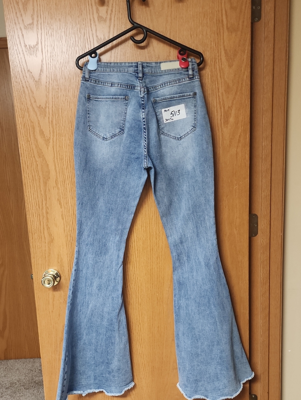 Rock and Roll High-Rise Light Blue Flare Jeans with Raw Hem 30x36 number 5113